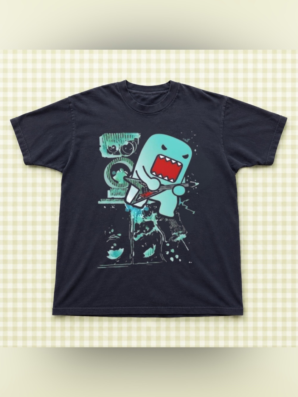 Black Aqua Monster Guitar Graphic Tee For Unisex